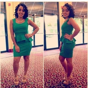 Green peplum dress